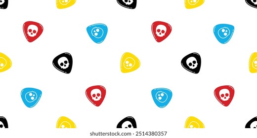skull seamless pattern Halloween guitar pick cartoon