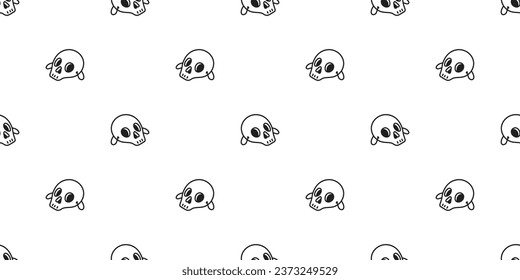 skull seamless pattern Halloween mask ghost spooky bone vector cartoon doodle gift wrapping paper tile background repeat wallpaper scarf isolated devil evil illustration design