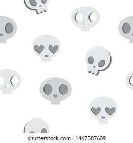 Skull seamless pattern. Halloween scary icon. Element for logo, game, print, poster or other design project. Vector illustration.