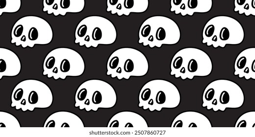 skull seamless pattern Halloween vector cartoon doodle scarf isolated tile background gift wrapping paper repeat wallpaper illustration design