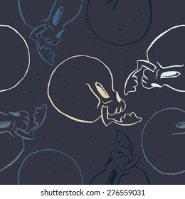 Skull seamless pattern. Skull pattern, handmade, grunge