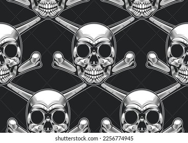 skull seamless pattern, image punk background, graphic design street comic art, textile fashion, artwork for fabric print, clothes, handkerchief or banner website
