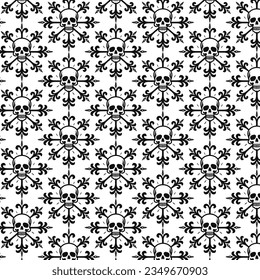 skull seamless pattern isolated on white background