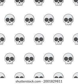 Skull Seamless Pattern On A White Background. Pirate Emblem Theme Vector Illustration