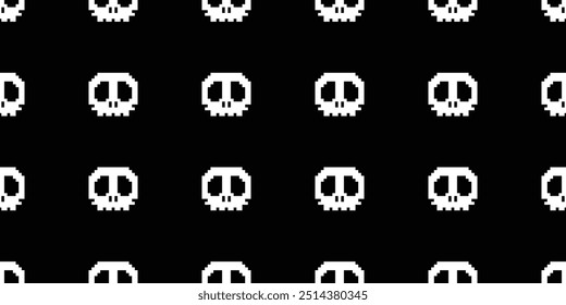 skull seamless pattern pixel Halloween checked cartoon illustration
