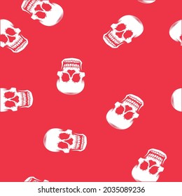 skull seamless pattern with red background