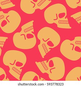 Skull seamless pattern. texture skeleton head. Skulls ornament. bone background
