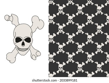 Skull seamless pattern. Trendy background. Vector illustration. For design , fabric, wrapping paper.