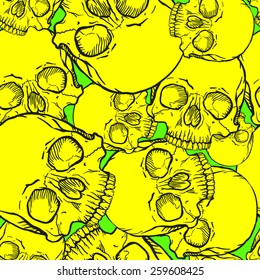 Skull seamless pattern. Vector background