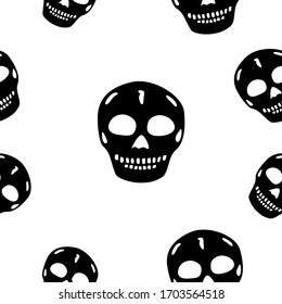 Skull seamless pattern. Vector illustration