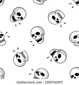 Skull seamless pattern. Vector illustration. Design for halloween concept.