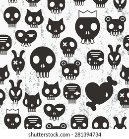 Skull seamless pattern. Vector illustration.