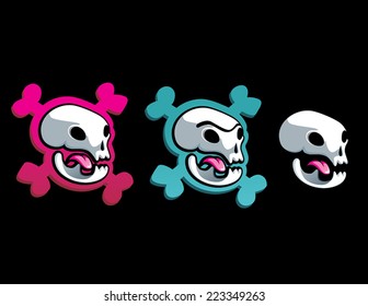 skull set cartoon isolated vector illustration