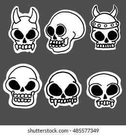Skull set. Hand Drawn Halloween