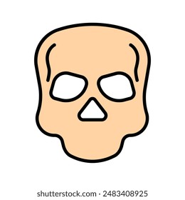 Skull set icon. Human skull, bone structure, anatomy, cranium, eye sockets, nasal cavity, jawless, medical illustration, skeletal system.