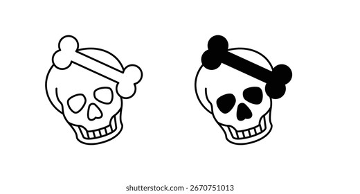 Ícone de conjunto de caveira com ilustração de estoque de vetor de fundo branco