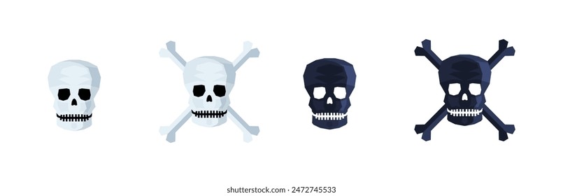 Skull set icons. Skull and crossbones icons. Flat style. Vector icons.