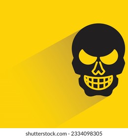 skull with shadow on yellow background