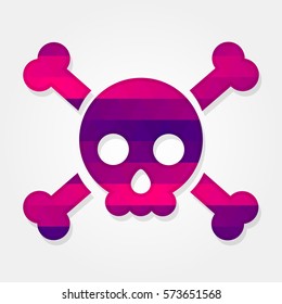 Skull shape with a colored triangles forming a gradient, purple to pink.
