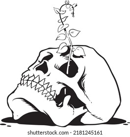 portaflores de forma de cráneo. para tatuajes, logos y más