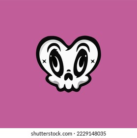 SKULL SHAPE LOVE CUTE. IN CARTOON STYLE.