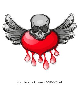 Skull shape from red hearts.