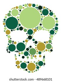 Skull shape vector design by color point

