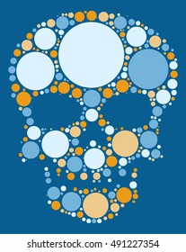 Skull shape vector design by color point
