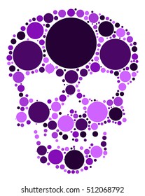 Skull shape vector design by color point
