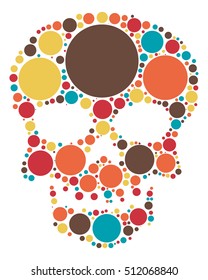 Skull shape vector design by color point
