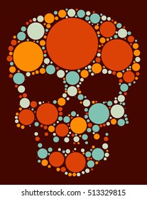 Skull shape vector design by color point
