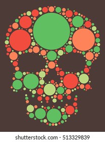 Skull shape vector design by color point
