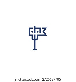 Idea de logotipo de asta de bandera en forma de cráneo.