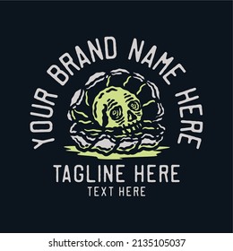 skull in the shell vintage t shirt design template