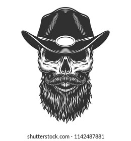 Skull in the sheriff cap. Vector illustration