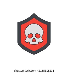 protector contra el cráneo, icono de protección contra ataques cibernéticos en icono de color, aislado en fondo blanco 