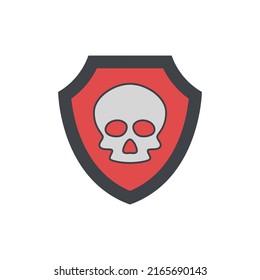 protector contra el cráneo, icono de protección contra ataques cibernéticos en icono de color, aislado en fondo blanco 