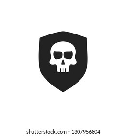 Skull shield icon for antivirus alert