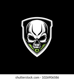 Skull With Shield Modern Vector Logo Template