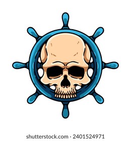 Skull And Ships Wheel Cartoon