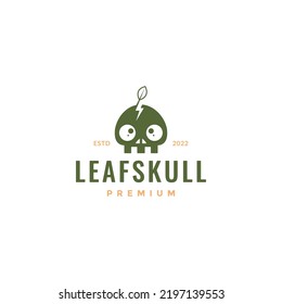 skull with shoots leaf logo design