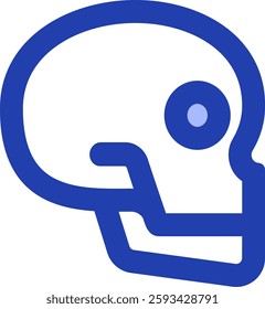 skull side blue style icon design