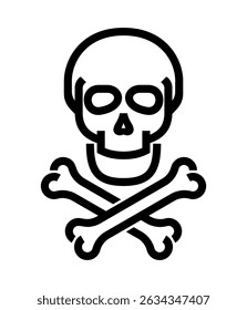 Skull sign in bold line - for the accent of dangerous places, restricted areas or toxic substances