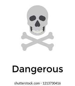 Skull sign, dangerous flat icon design 