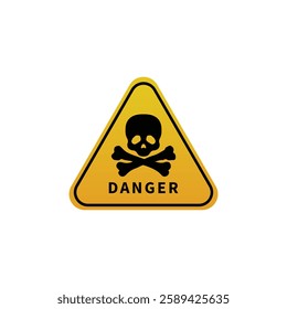 Skull silhouette danger warning icon on yellow background vector illustration
