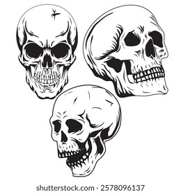 Skull Silhouette: Gothic Icon, Death Concept, Spooky Design, Flat Vector Illustration