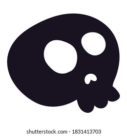 Skull silhouette icon, scary symbol of Halloween isolated on white background. Human head skeleton, death sign for Halloween celebration. Vector illustration