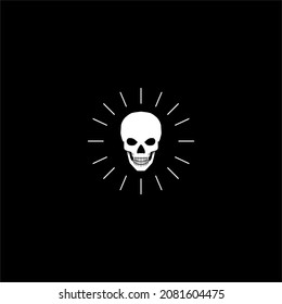 skull silhouette logo white color black background