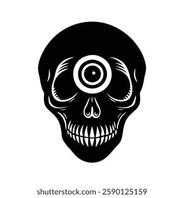 Skull Silhouette vector iconic element.