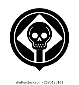 Skull Silhouette vector iconic element.